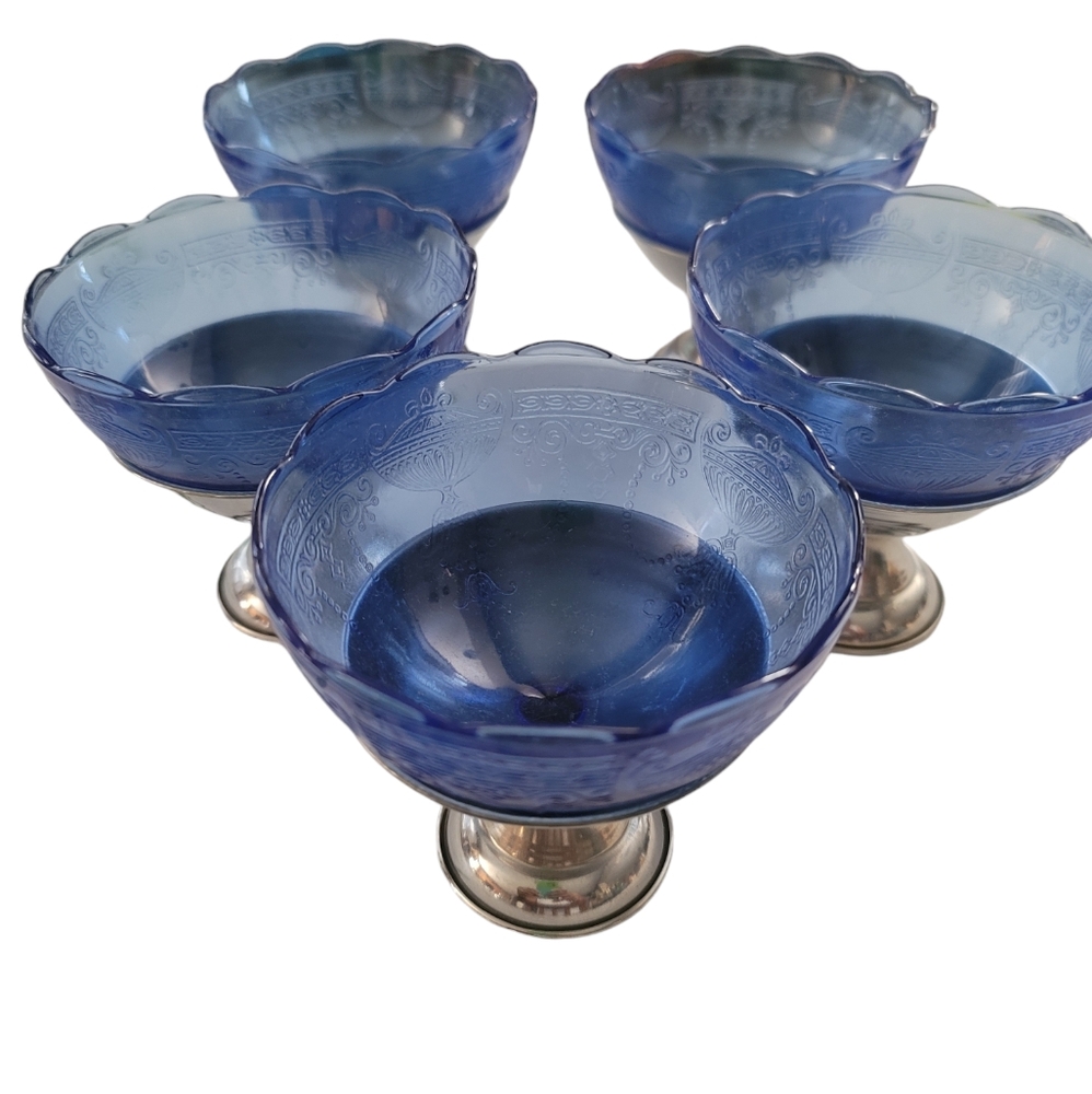 Vintage Cobalt Blue Sherbert Cups